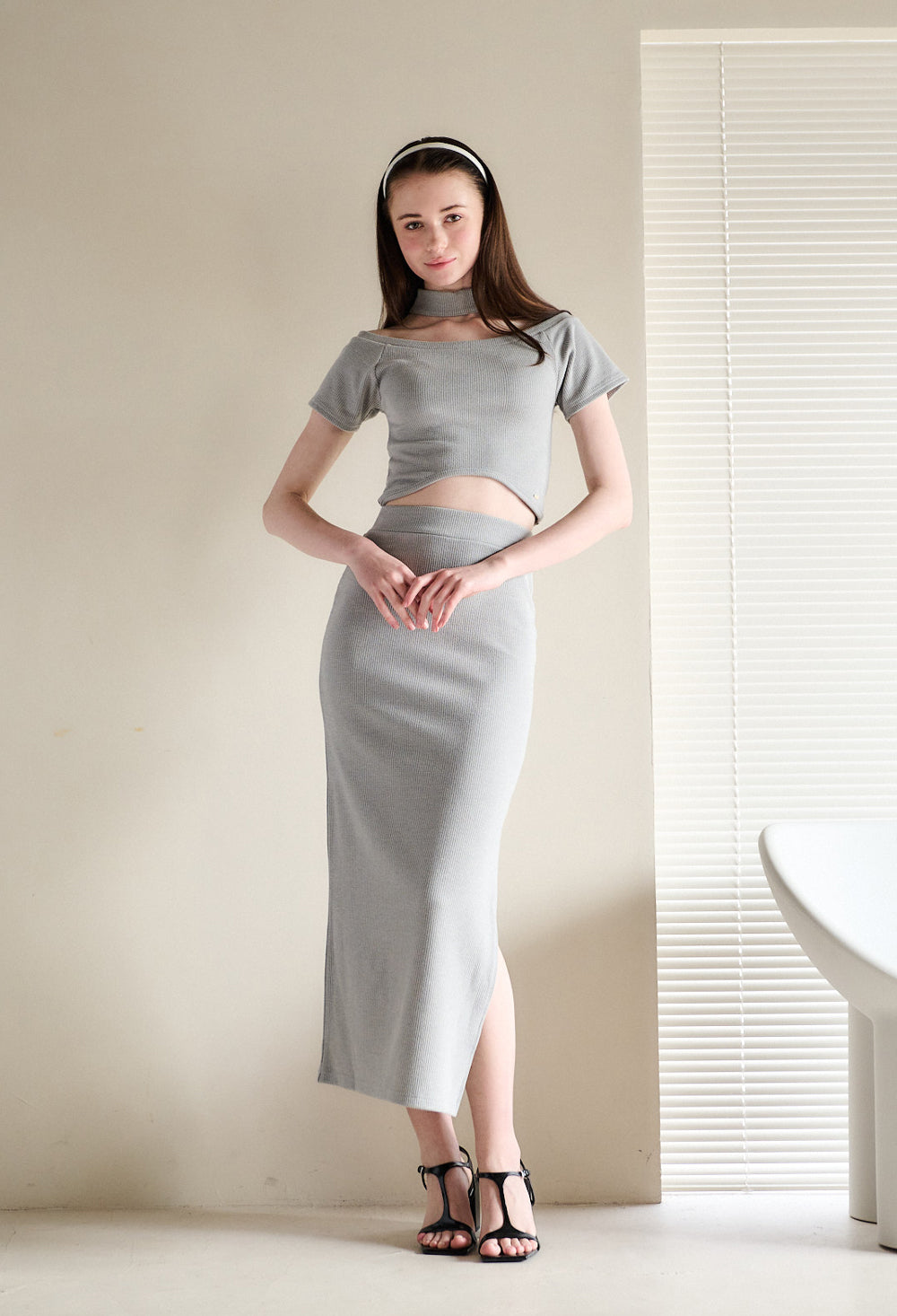 CHOKER TOPS & LONG SKIRT SET